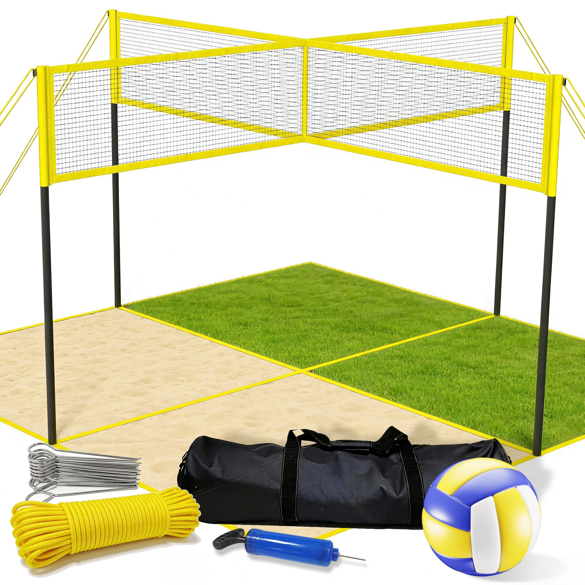 Amazon.com: VICHTOP 4 Square Volleyball Game Set - 4 Way Cross Net